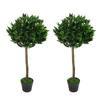 Paire d'arbres topiaires de baie artificiels PAIRE Tronc de 90 cm 1