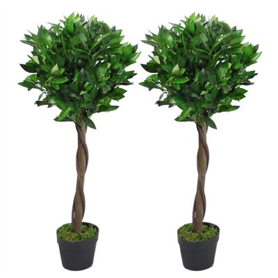 Paar künstliche Lorbeer-Formschnittbäume, PAAR 90 cm Stamm
