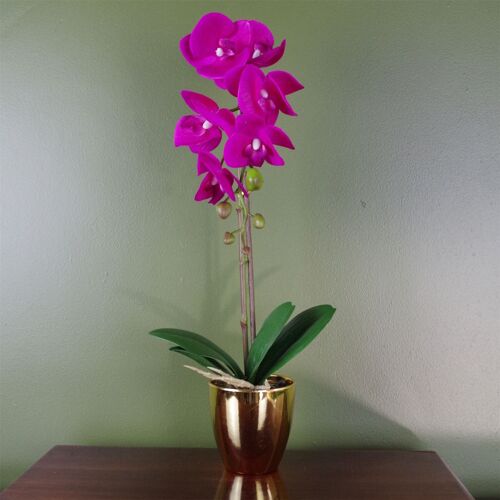 Pink Silver Artificial Orchid 46cm Real Touch