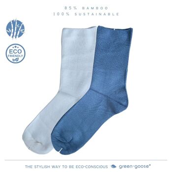 chaussettes en bambou vert-oie | 2 paires | Bleu | 36-41 2