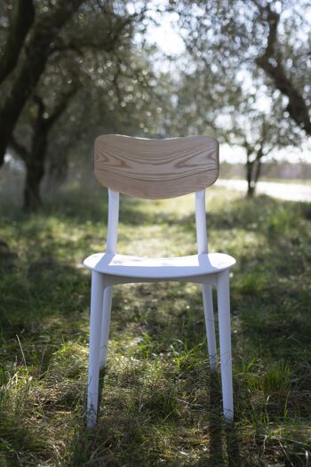 Chaise d'extérieur Lulù, structure en polypropylène et dossier en frêne. 1