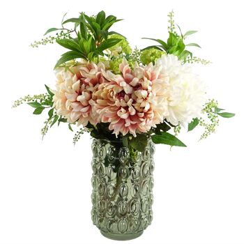 Vase rétro en verre de chrysanthème artificiel, feuille 55cm 1