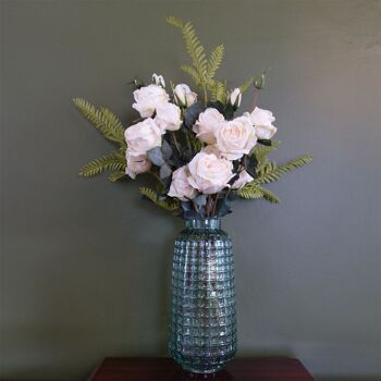 Vase en verre d'affichage de rose artificielle de feuille 60 cm 1