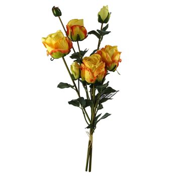 Vase en verre de fleurs artificielles de rose jaune de feuille 60cm 2