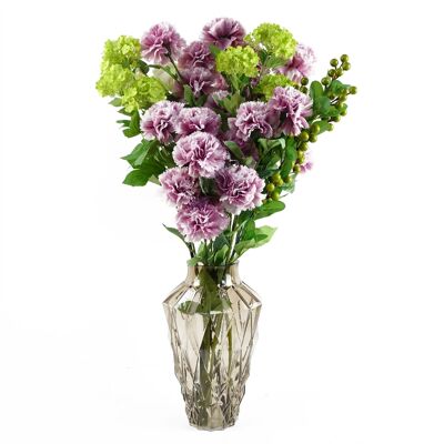 Vase en verre à œillets roses, 70 cm, feuille