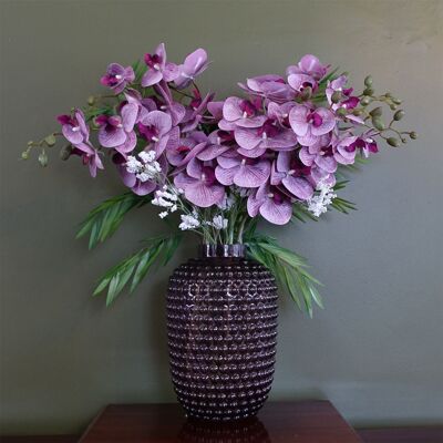 Blatt 80cm Amethyst Vase Künstliche Orchideen und Blattwerk