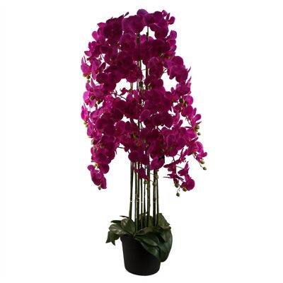 Riesige lila Orchideenpflanze – künstlich – 189 Blumen, echte Haptik