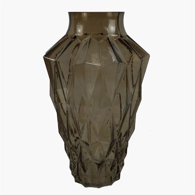 Vase en verre Vase en verre géométrique marron 30cm