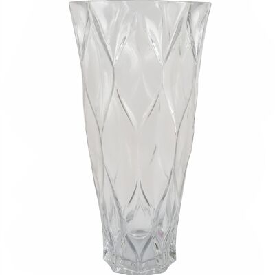 Glass Vase Clear Chunky Ridged Glass Vase 35cm