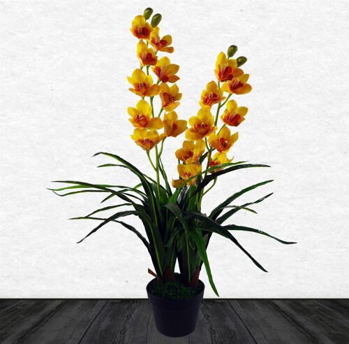 Large Orchid Plant Artificial Yellow Blossom Plant