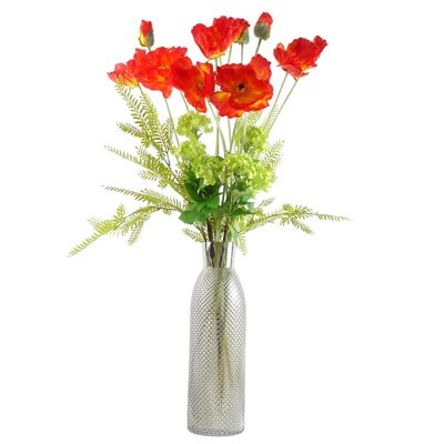 Vase en verre Leaf 100 cm coquelicot rouge et fougère