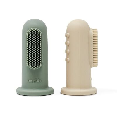 Mushie - Brosses à Dents pour Doigt pour Bébé - lot de 2 - 100 % sans BPA, BPS, PVC et phtalates