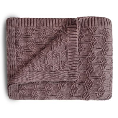 Mushie - Coperta per bebè - Maglia a nido d'ape - 80x100 - Cotone biologico - Colore Desert Rose