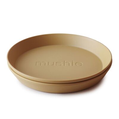 Mushie - Piatto rotondo - 19 x 19 cm - Set da 2 - 100% plastica polipropilene senza BPA, BPS, PVS e ftalati