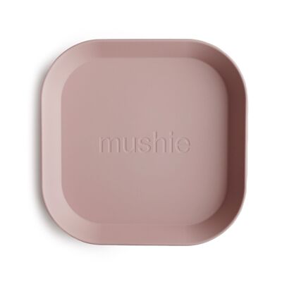 Mushie - Assiette Carrée - 19 x 19 cm - Lot de 2 - Plastique polypropylène 100 %  sans BPA, BPS, PVS et phtalates