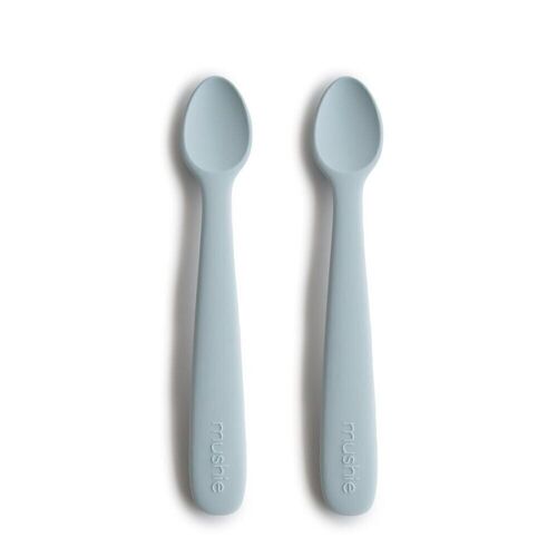 Mushie - Lot de 2 Cuillères en Silicone pour bébé - 100% sans BPA, BPS, PVC et phtalates - 15,87 cm de long - Coloris Powder Blue