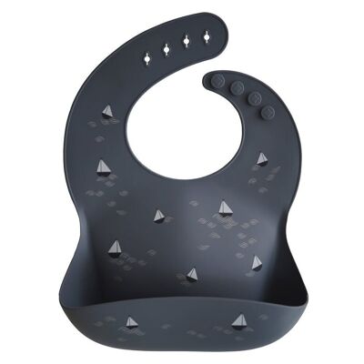 Mushie - Bavoir bébé en silicone - 100% sans BPA, BPS, PVC et phtalates - 28 x 24.1 x 4.19 cm - Coloris : motif Boat