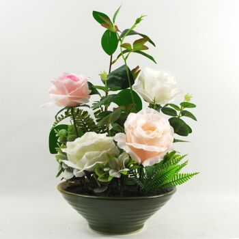 Printemps floral mixte artificiel de 35 cm dans un pot de fleurs 1