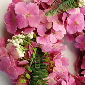 Couronne de fleurs florales roses artificielles de 40 cm 2