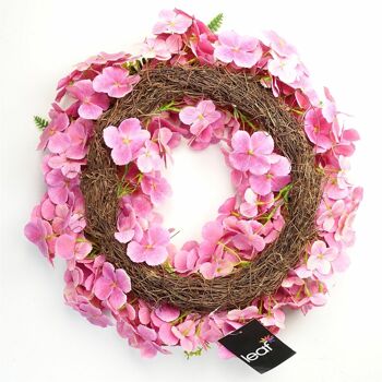 Couronne de fleurs florales roses artificielles de 40 cm 4