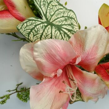 Couronne de fleurs de lys rose artificielles de 60 cm 2