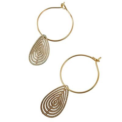 Maze Hoop Earrings in Stainless Steel & Brass