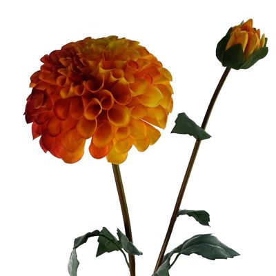6 fiori artificiali Dhalia PomPom arancioni