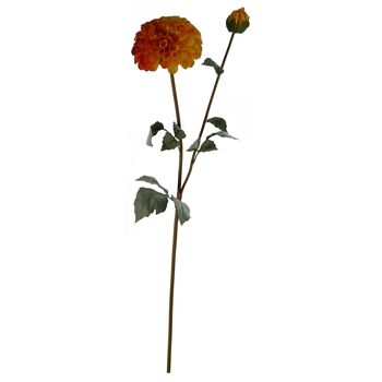 6 x Fleurs artificielles Dhalia PomPom Orange 2
