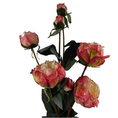 6 x fleur artificielle pivoine rose