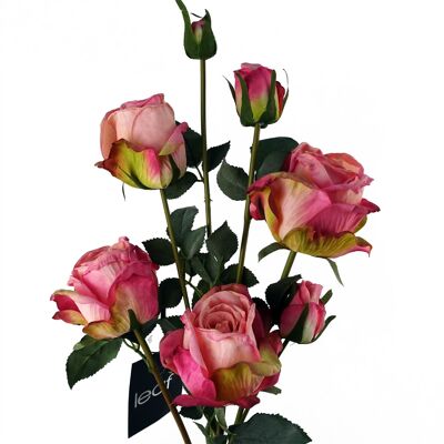 6 flores artificiales de rosa rosa.