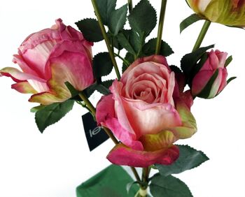6 x fleurs artificielles roses roses 3
