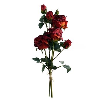 6 x fleurs artificielles roses rouges 2