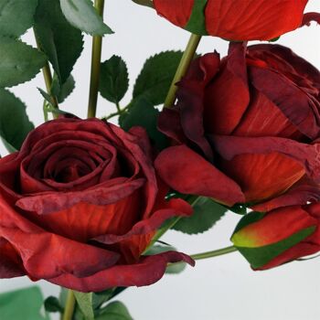 6 x fleurs artificielles roses rouges 3