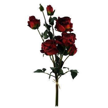6 x fleurs artificielles roses rouges 4
