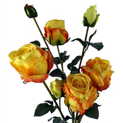 6 x fleurs artificielles roses jaunes