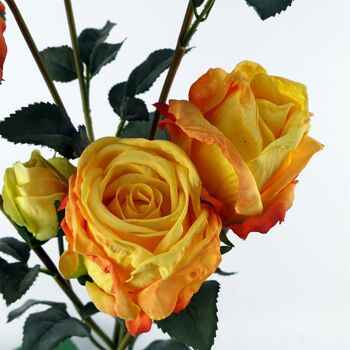 6 x fleurs artificielles roses jaunes 3