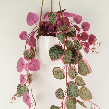 Plante artificielle rose suspendue en pot de 90 cm, réaliste – Chaîne de cœurs 3