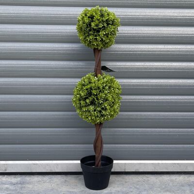 Árbol Topiario de Doble Bola Verde de 90 cm