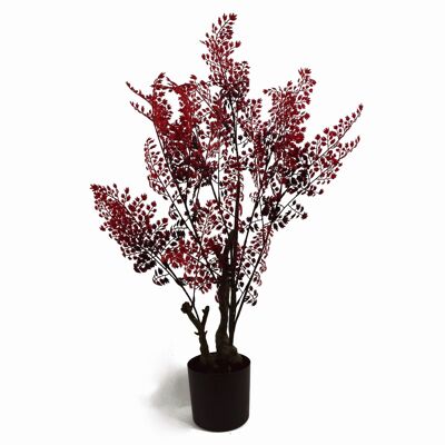 Artificial Autumn Trees Red Fern Tree Plant 70cm Leaf
