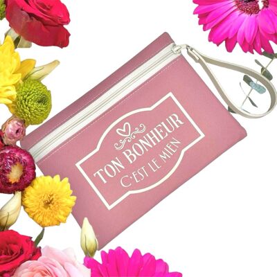 Pochette M "Ton bonheur c'est le mien" Brooklyn rose poudre