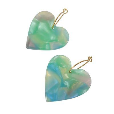Pastel shades heart hoop earrings in resin