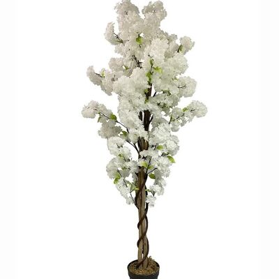 Albero in fiore artificiale bianco 150 cm completamente