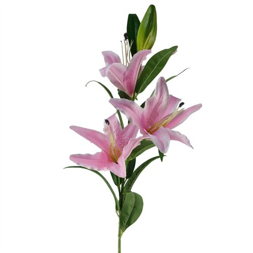 Artificial Flowers Large Pink Lily Stem - 3 Flowers 100cm