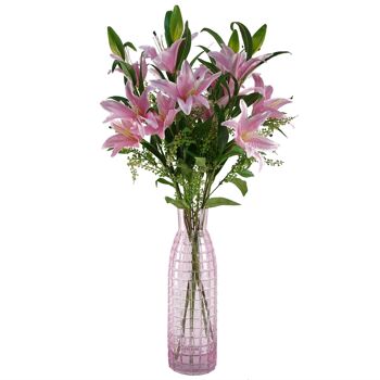 Fleurs Artificielles Grande Tige de Lys Rose - 3 Fleurs 100cm 4