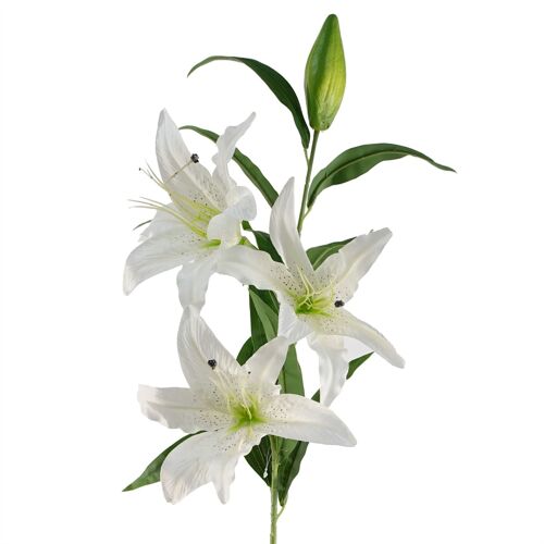 Artificial Flowers Large White Lily Stem - 3 Flowers 100cm