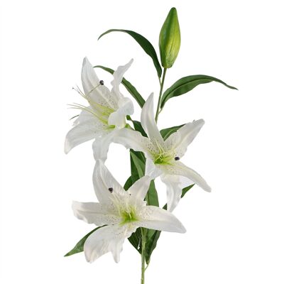 Artificial Flowers Large White Lily Stem - 3 Flowers 100cm