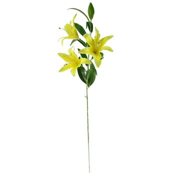 Fleurs Artificielles Grande Tige de Lys Jaune - 3 Fleurs 100cm 3