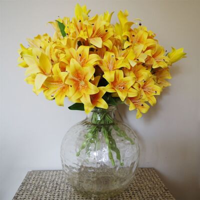 Artificial Flowers Lily Plant Yellow Bare Stem 60cm Pack 12
