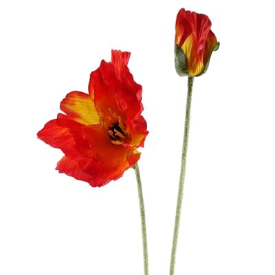 Artificial Flowers Poppy Stem - 2 Flowers 100cm