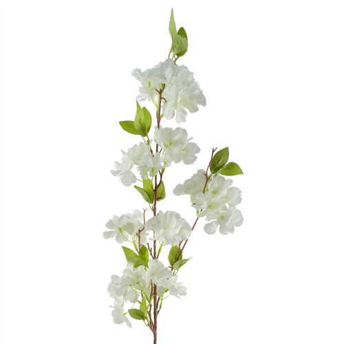 Artificial Flowers White Blossom Stem 100cm